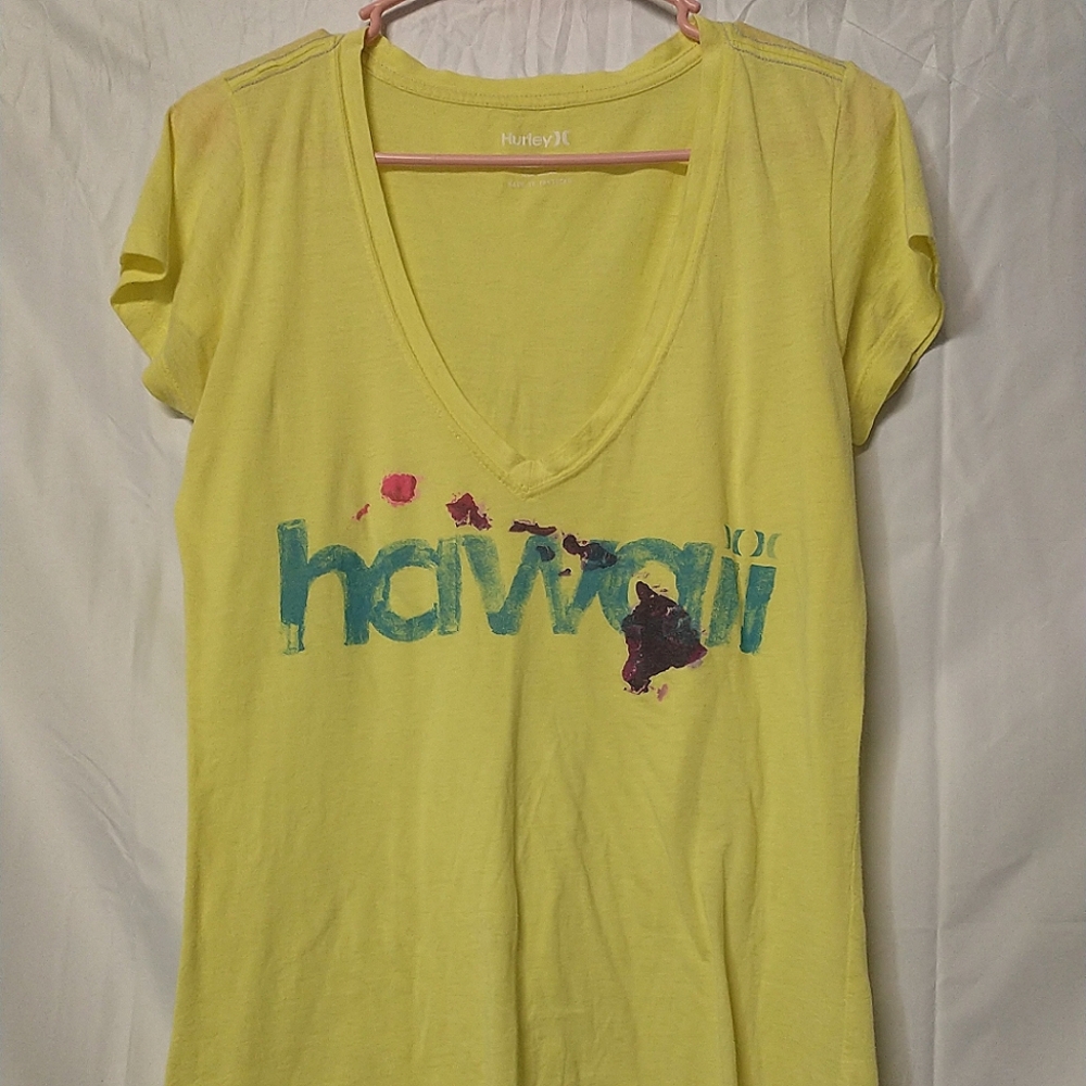 Hurley Women's Hawaii Yellow Graphic T Shirt Size Medium